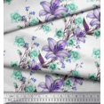 thumbnail image 2 of Soimoi Poly Georgette Fabric Leaves & Lily Flower Printed Fabric 1 Yard 42 Inch Wide, 2 of 3