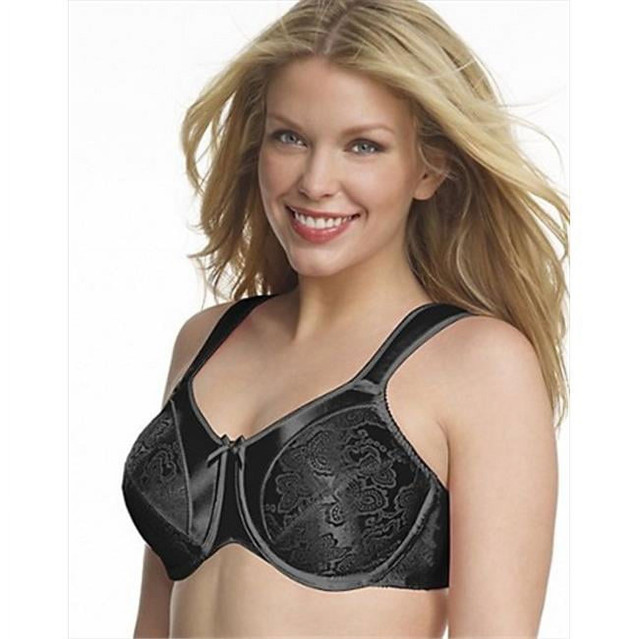 Bali 3562 Satin Tracings Underwire Minimizer Bra Size 42DDD, Black