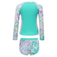 thumbnail image 2 of Xnihocha Littl E Big Girls Floral 2 Pcs Rash Guard Sets Zip Neck Swim Shirts With Shorts Swimsuits Green 10Y, 2 of 7