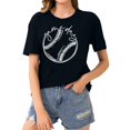 thumbnail image 1 of Liquidation d'Économies! BEFOKA T-Shirt Grande Taille pour Femmes, Blouse Décontractée d'Été pour Femmes, T-Shirt de Sport de Baseball Imprimé pour Femmes avec Col Rond et Manches Courtes, 1 of 5