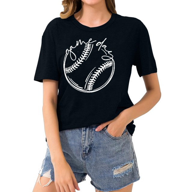 Liquidation d'Économies! BEFOKA T-Shirt Grande Taille pour Femmes, Blouse Décontractée d'Été pour Femmes, T-Shirt de Sport de Baseball Imprimé pour Femmes avec Col Rond et Manches Courtes