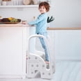 thumbnail image 2 of Zzistar Kids Step Stool with Armrests, Adjustable Non Slip 3 Step Stool, Stepping Standing Stool Helper, White, 2 of 9