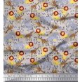 thumbnail image 1 of Soimoi Gray Poly Georgette Fabric Lion,Giraffe & Elephant Kids Print Sewing Fabric BTY 42 Inch Wide, 1 of 3