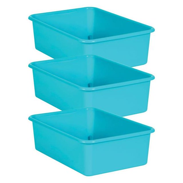 Teacher Created Resources TCR20407-3 Bac de Rangement en Plastique, Turquoise - Grand - Lot de 3