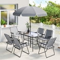 thumbnail image 2 of Outsunny 8 Piece Patio Table and Chairs Set with Umbrella for Garden, Grey, 2 of 10