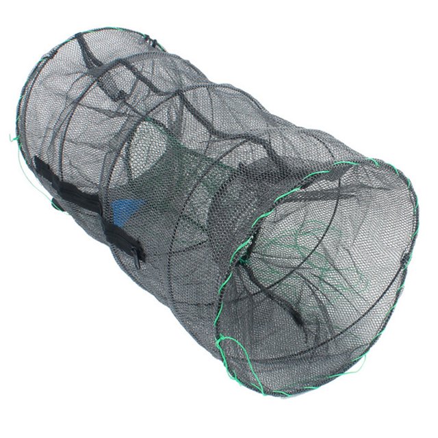 1PC Foldable Bait Cast Mesh Trap Net Portable Fishing Landing Net Shrimp Cage for Fish Lobster Prawn Crayfish Crab (Ultra Dense Mesh, Big Size)