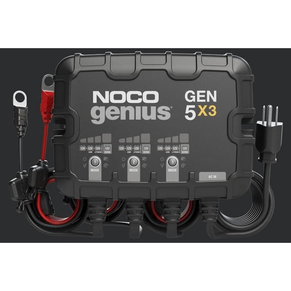 Noco Battery Charger GEN5X3 For 12 Volt Batteries; 3 Bank Onboard Charger/5 Amp Per Bank; 120 To 240 Volt AC/50 To 60 Hz; 15 Amp Charging Current; With Two Self-Tapping Screw