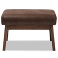 thumbnail image 3 of Baxton Studio Bianca Faux Leather Ottoman in Brown and Walnut Brown, 3 of 6