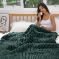 thumbnail image 2 of Comtest Chunky Knit Throw Blanket Chenille, Dark Green, 71"x80"(Queen Size), 2 of 6