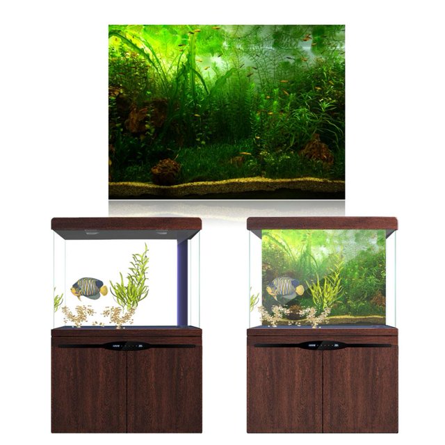 Rdeghly Water Grass Style Aquarium Fish Tank Background Poster PVC Adhesive Decor Paper, Fish Tank Background Paper, Fish Tank Decoration Poster