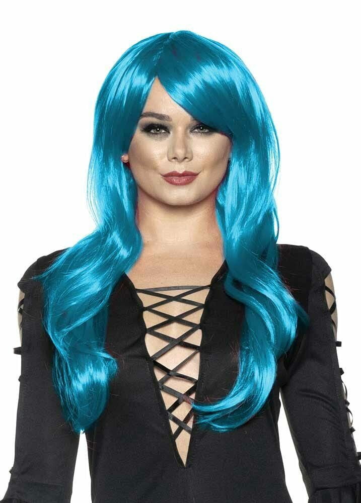 Underwraps Long Sassy Womens Adjustable Adult Costume Wig Aqua