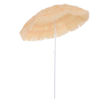 Outsunny Parasol de Plage 6 Pi Inclinable Pare-Soleil Hauteur Réglable Extérieur Marché Patio Cour Manivelle Terrasse Pare-Soleil, Blé