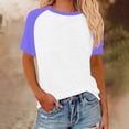 thumbnail image 5 of Womens Summer Raglan T-Shirts Color Block Plus Size Baseball Tees Casual Short Sleeve Loose Pullover Purple, 5XL, 5 of 5