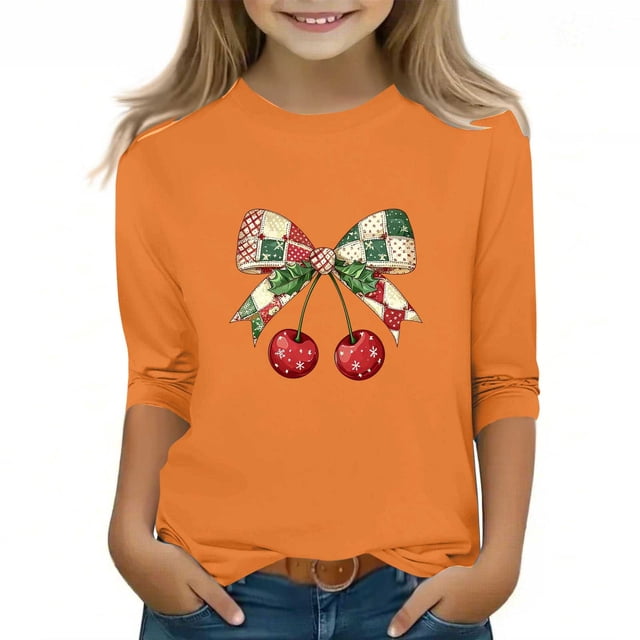 YUNAFFT Garçons et Filles T-Shirts à Imprimé de Noël 3-12 Ans Décontractés à Manches Courtes Extensibles Type Coton à Col Rond