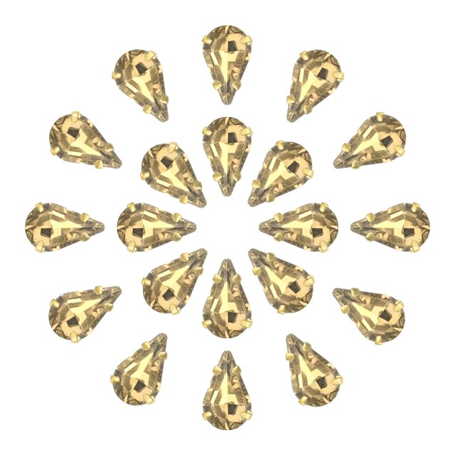 Unique Bargains 20Pack Teardrop Sew on Rhinestone - 8x5mm Glass Teardrop Crystal Rhinestones in Gold Prong Setting (Coffee)