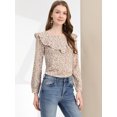 thumbnail image 3 of INSPIRE CHIC Women's Floral Printed Top Long Sleeve Round Neck Ruffle Collar Blouse, 3 of 5
