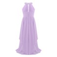 thumbnail image 3 of Miaeowve Robe de Fête Maxi en Chiffon à Paillettes pour Filles, Col Haut, Froncée, Robe de Bal de Mariage, Lavande 8, 3 of 6