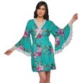 thumbnail image 1 of Moomaya Robe Courte Imprimée pour Mariée en Préparation, Manches Évasées, Peignoir, Portefeuille pour Femmes, 1 of 6