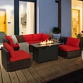 thumbnail image 3 of Gymax 7PCS Patio Rattan Furniture Set Fire Pit Table Cover Cushion Red, 3 of 9