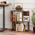thumbnail image 4 of Costway 2 PCS 3-Tier Bookshelf Geometric Bookcase Side Table with Open Storage Display Shelf Brown, 4 of 9