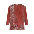 thumbnail image 3 of Bellella Hauts pour Femmes T-shirt Imprimé Floral Col Rond Tee Tunique Douce Manches 3/4 Blouse T-shirt Rouge m, 3 of 4