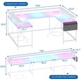 thumbnail image 1 of GloryStar U Shaped Home Office Desk, Reversible L Shaped Gaming Computer Desk with Power Outlets,126 Inch Computer Desk with Monitor Stand and LED Lights,Storage Shelves,Storage Bag and Hooks, 1 of 9