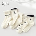 thumbnail image 2 of 3-14Y Children'S Girls 5Pc Socks Mid Tube Socks Baby Ankle Sock Crew Soft Comfort White R, 2 of 3