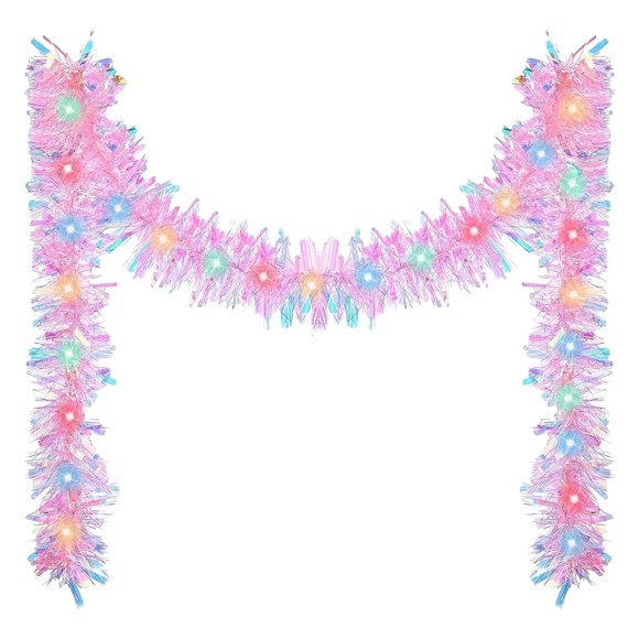 Party Decorations 16.4 Ft Christmas Prelit Garland with Lights Battery Operated 50 Led Hanging Garland with Light Xmas Foil Garland for Tree Wedding Decoration Party Decorations