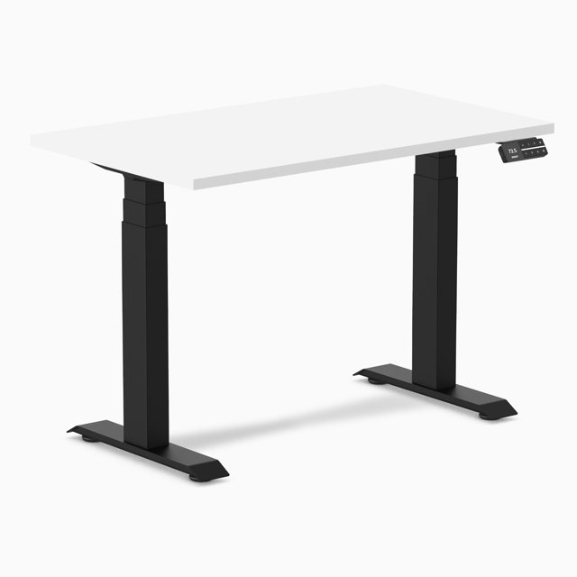 Desky Dual Mini Sit Stand Desk - White / 40 x 24 inches / Matte Black