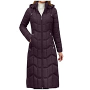 Mceream Women Winter Jacket X-Long Thicken Down Coat with Hooded Straight Elegant Outerwear Female Fashion Parkas Plus Size Outwear Chaqueta Acolchada Para Mujer Red XL