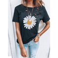 thumbnail image 2 of T-Shirt à Col Rond Déchiré à Manches Courtes pour Femmes Haut Mode Décontracté Été en Vrac T-Shirt de Couleur Unie, 2 of 4
