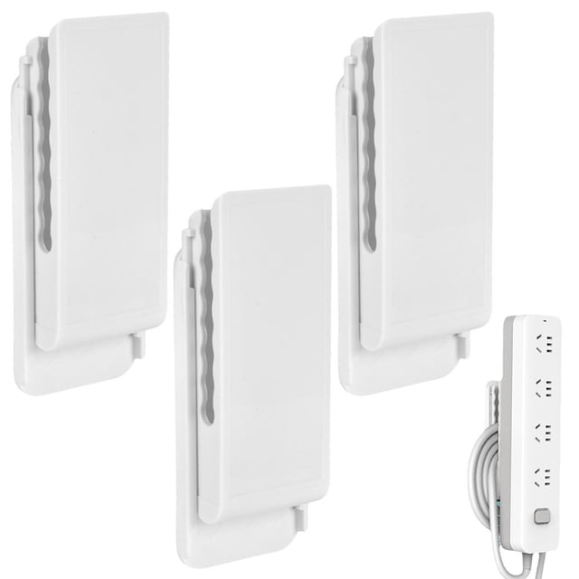 3Pcs Wall Mount Power Strip Holder Cable Organizer Clips Reusable Socket Fixer for Kitchen Home and Office