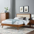 thumbnail image 1 of Modway Willow Queen Wood Platform Bed with Splayed Legs in Walnut/Beige, 1 of 11