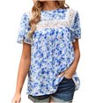 thumbnail image 2 of SMihono Hauts pour Femmes Été Chic Décontracté Impression Mode Printemps et Été Col Rond Manches Courtes Blouse T-shirt Oversize pour Femmes 2023, 2 of 8