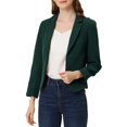 thumbnail image 4 of INSPIRE CHIC Women's Blazer Open Front Wear-to-Work Summer Crop Suit Jacket M Green-Solid, 4 of 7