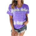 thumbnail image 2 of SMihono Hauts pour Femmes Été Chic Décontracté Mode pour Femmes T-shirt Blouse à Manches Courtes Imprimé Col Rond Hauts Décontractés T-shirt Oversize pour Femmes 2023, 2 of 5