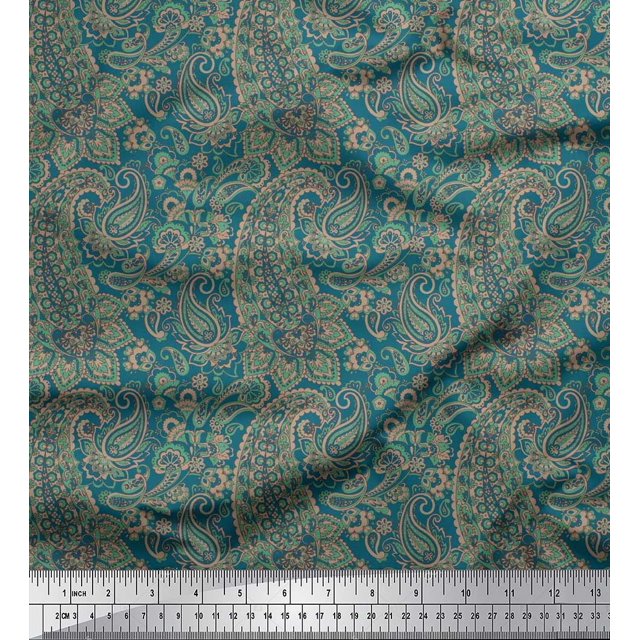 Soimoi Georgette Viscose Fabric Artistic Paisley Print Fabric by The Yard 42 Inch Wide