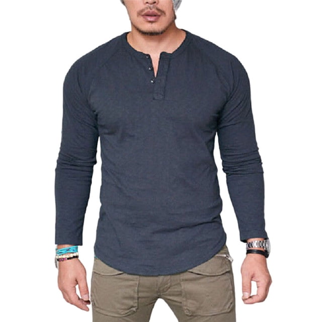Innerwin Hauts d'Été Manches Longues T-Shirts Hommes Usage Quotidien Blouse Décontractée Grise 4TG