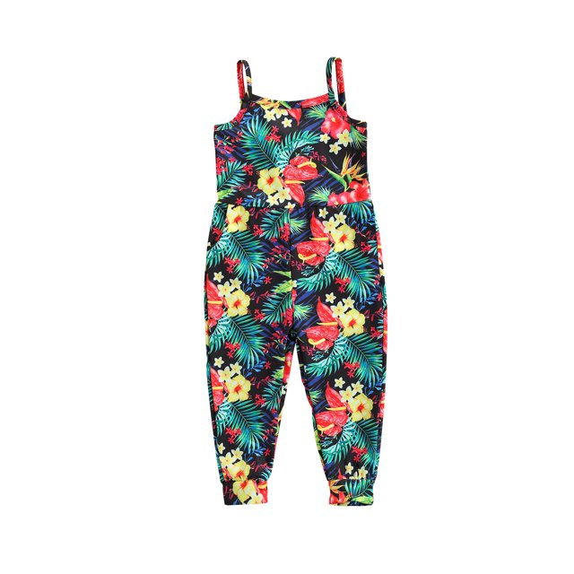 EYIIYE Tenue d'Été pour Petite Fille, Combinaison à Bretelles Sans Manches à Col Rond
