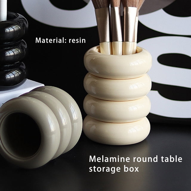 Storage Case Pencil Box Desk Stand Round Smooth Surface Long-lasting Convenience Multipurpose Exquisite Home Supplies Khaki Three Layers