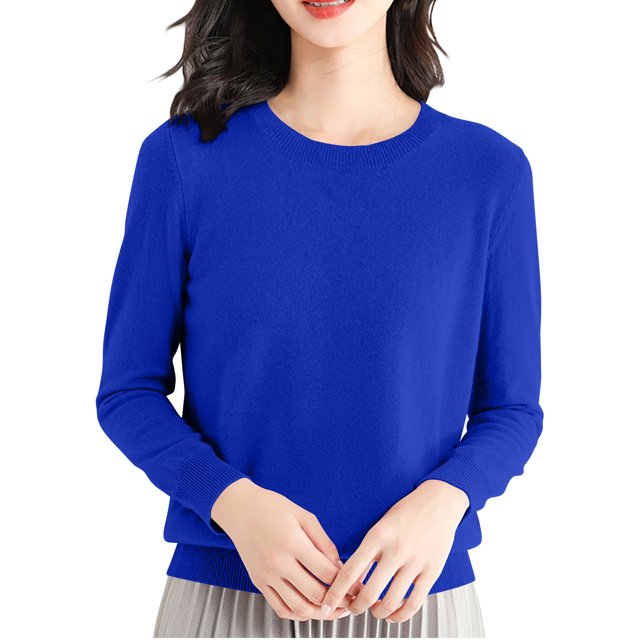 Yuyuzo Long Sleeve Shirts for Women Crewneck Ribbed Knit Sweater Tops Solid Color Loose Pullover