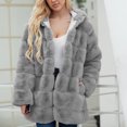 thumbnail image 3 of Veste pour Femmes Hiver Femmes Dames Uni Chaud Manteau en Faux Manteau Veste Hiver Col Rabattu Vêtement d'Extérieur, 3 of 9