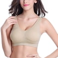 thumbnail image 2 of Kogui Sports Bra with Padding Womens Racerback Sports Bra - U Neck Medium Impact Padded Wireless Workout Gym Crop Top (Beige,M), 2 of 4