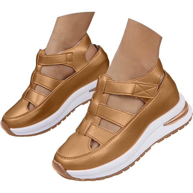 Bootara Women'S Plus Size Hollow-Out Casual Sandals, Closed Toe Platform Sandals Height-Boosting Thick Sole