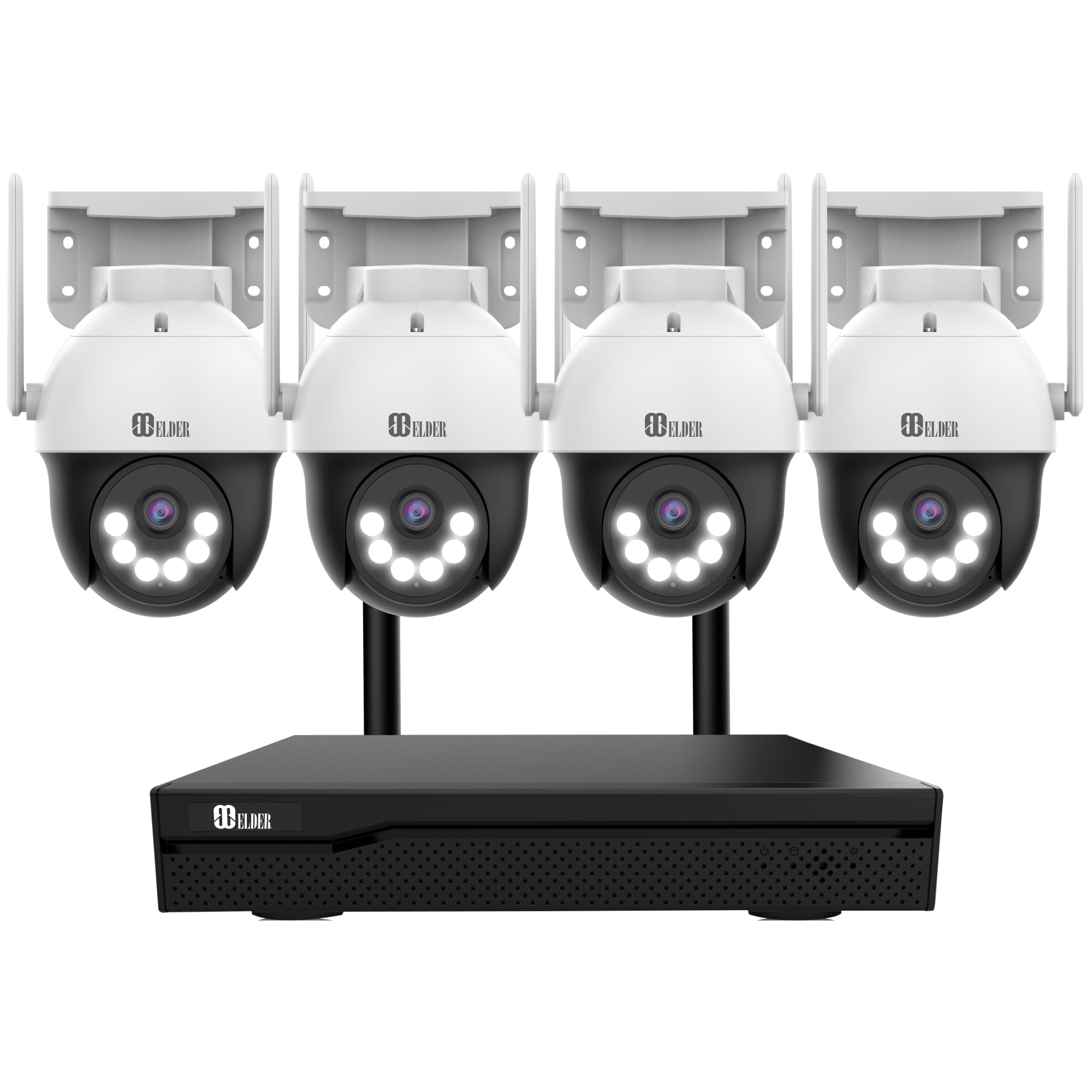 Elder 4K WiFi PTZ Security Camera System, AI-Powered 8CH NVR 1TB & 4-Camera 4K Semi Wireless Cameras Outdoor Color Night Vision, Person Detection Smart Home Surveillance CCTV DIY