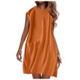 thumbnail image 1 of AherBiu Robe Débardeur pour Femmes T-Shirt Basique Sans Manches Col Ras du Cou Ajustée Confortable Robe Midi avec Poche, 1 of 5