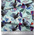 thumbnail image 3 of Soimoi Velvet Fabric Floral & Cock Watercolor Decor Fabric Printed Yard 58 Inch Wide, 3 of 3