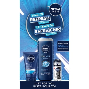 NIVEA MEN Face Wash, Deodorant & Shower Gel Gift Set, 3-Piece
