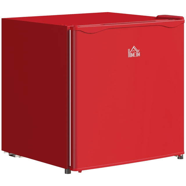 HOMCOM Congélateur Mini Compact de 1,1 Pied Cube avec Température Réglable, Fini Rouge Vif. Ce Congélateur Vertical Offre une Capacité de 1,1 Pi3 (31 L), Plage de Température Réglable de 6,8 °F à −11,2 °F (−14 °C à −24 °C), et une Porte Réversible pour un placement flexible. Il Comprend une Tablette Amovible, un Réglage de Dégivrage Manuel et un Compresseur R600a pour l'Efficacité Énergétique et un Faible Bruit. Idéal pour Appartements, Dortoirs, VR Ou Bureaux à Domicile