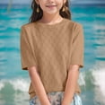 thumbnail image 4 of Posijego Chandails à Manches Courtes pour Filles pour Enfants, Col Rond, Tricot, Chandails à Enfiler, Chemises Décontractées Amples, 4 of 4